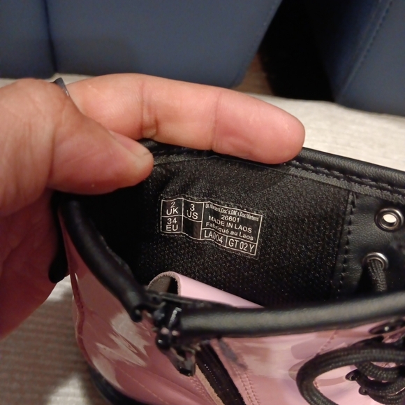 Dr. Doc Martens Zavala Combat Boots grils sizd 3 L Pink Leather Lace Up - Picture 6 of 6